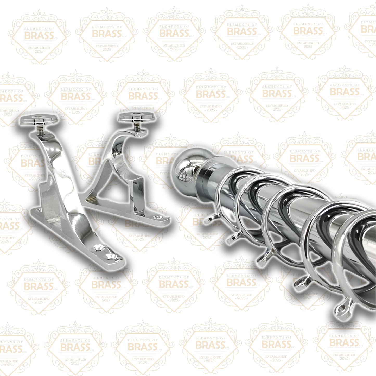 Brass Pole Set (25mm Diameter), Strong Curtain Pole Set