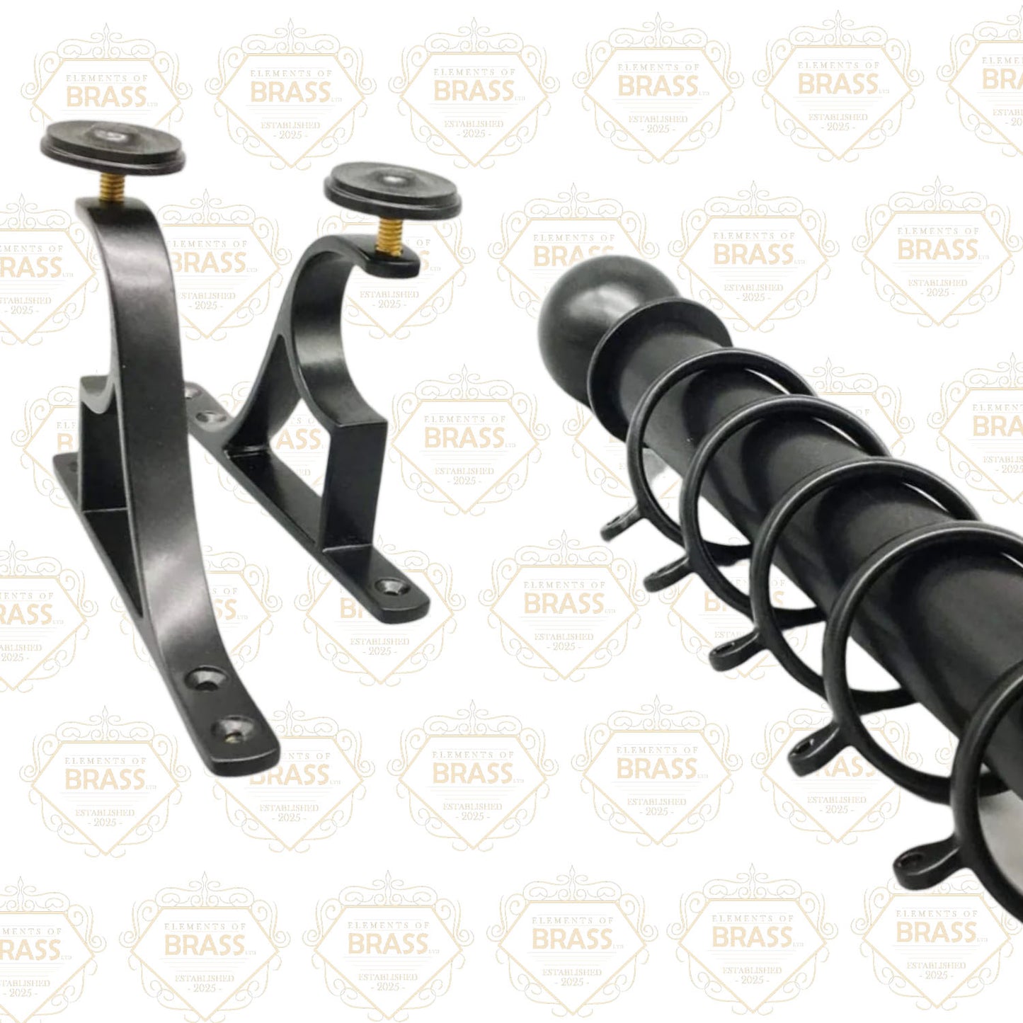 Stainless Steel Pole Set Solid And Strong Brass Plated Pole Set Curtain Pole (50mm)