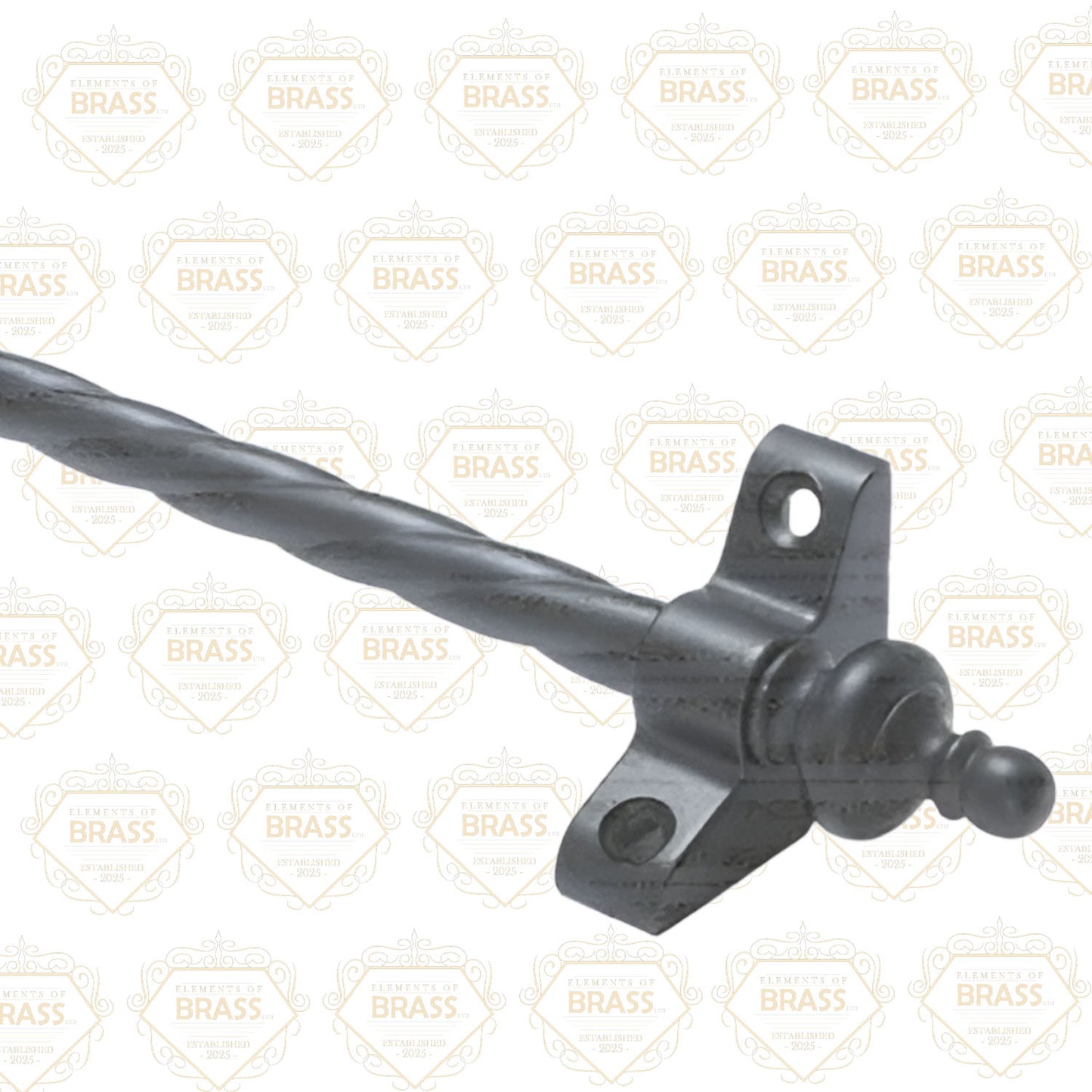1 x Rope Twist Wrought Iron 3/8" x 28" Stair Rod With Urn Finial