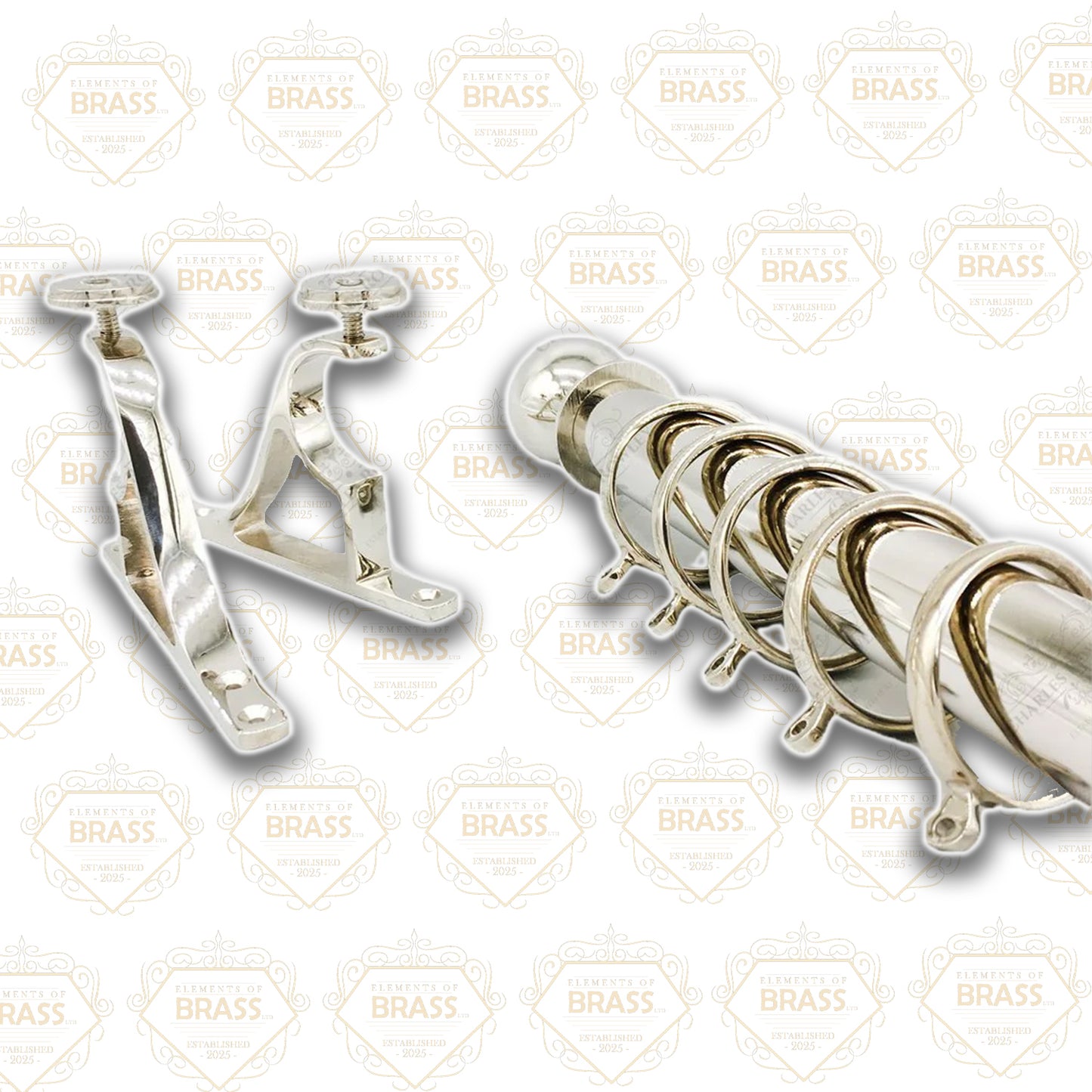 Brass Pole Set (25mm Diameter), Strong Curtain Pole Set