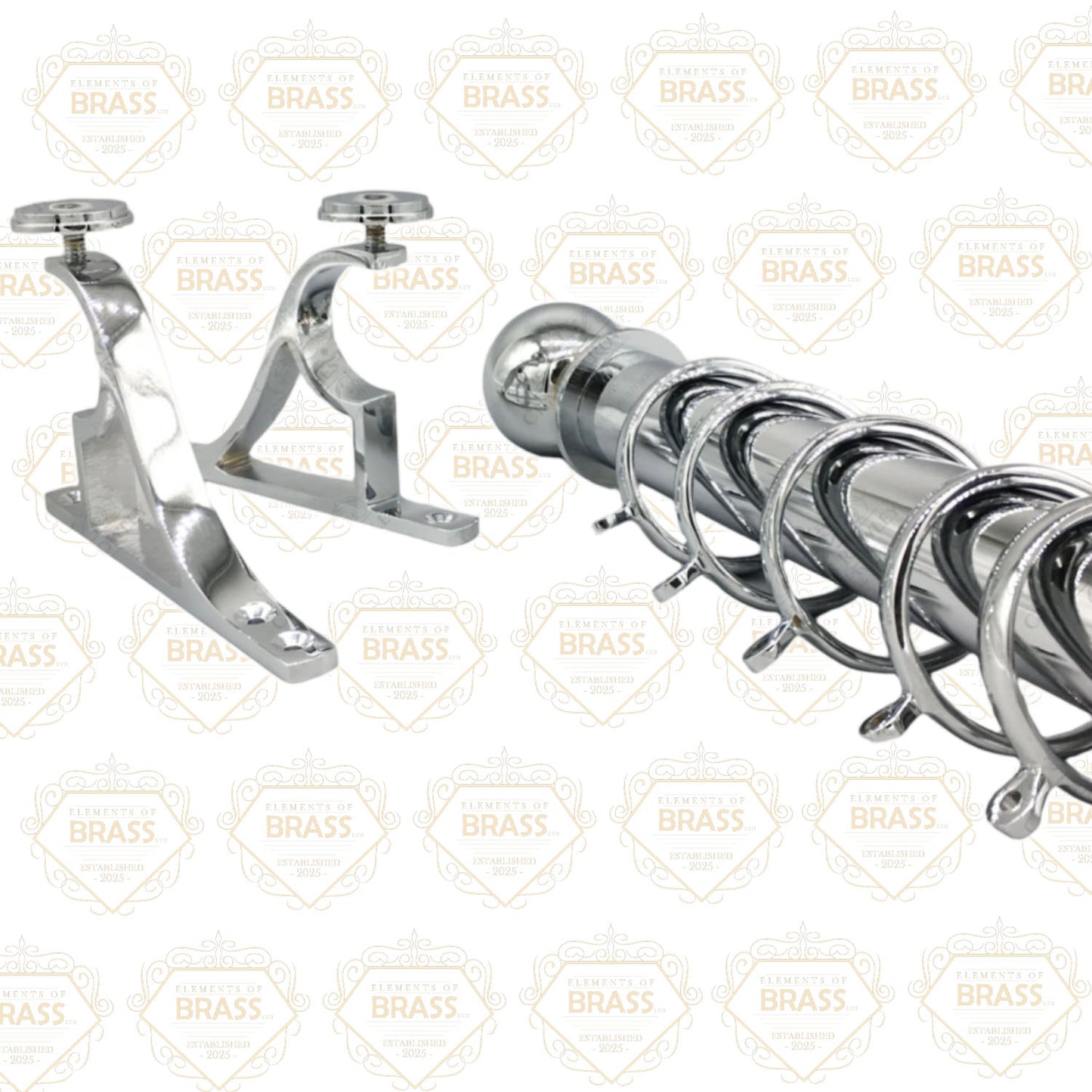 Stainless Steel Pole Set Solid And Strong Brass Plated Pole Set Curtain Pole (50mm)