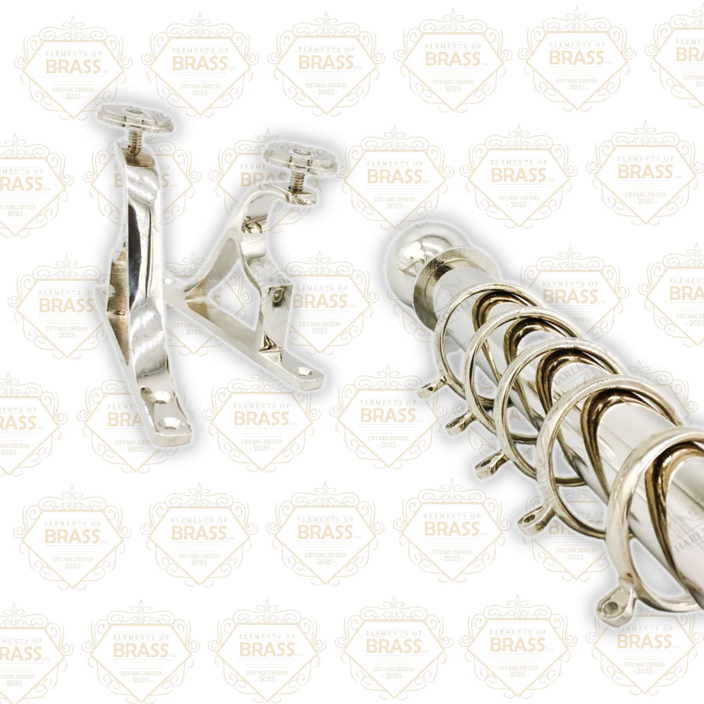 Stainless Steel Pole Set Solid And Strong Brass Plated Pole Set Curtain Pole (50mm)