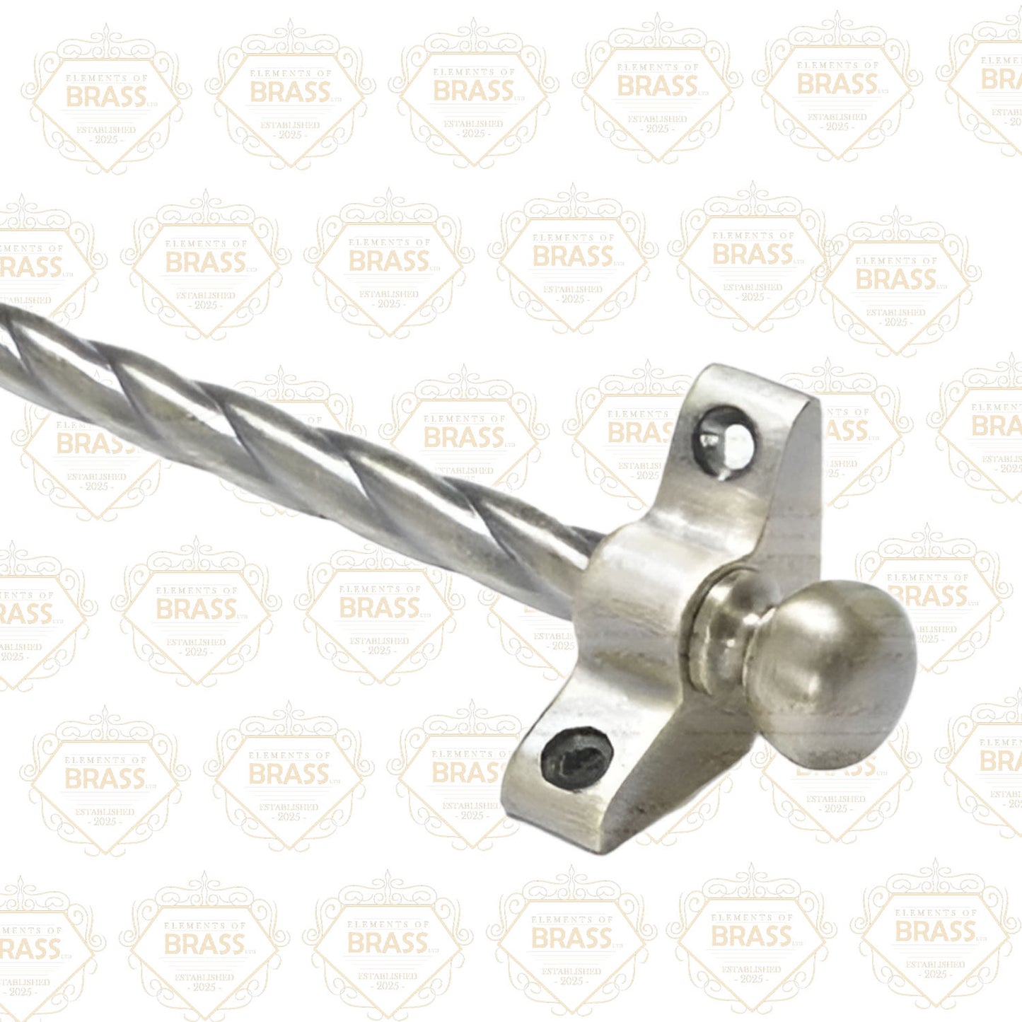 1 x Rope Twist Antique Brass 3/8" x 28" Stair Rod With Ball Finial