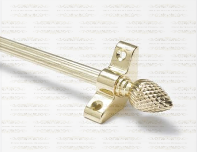 1 x Norfolk Reed Polished Brass 3/8" x 28" Stair Rod With Pineapple Finial & Bracket