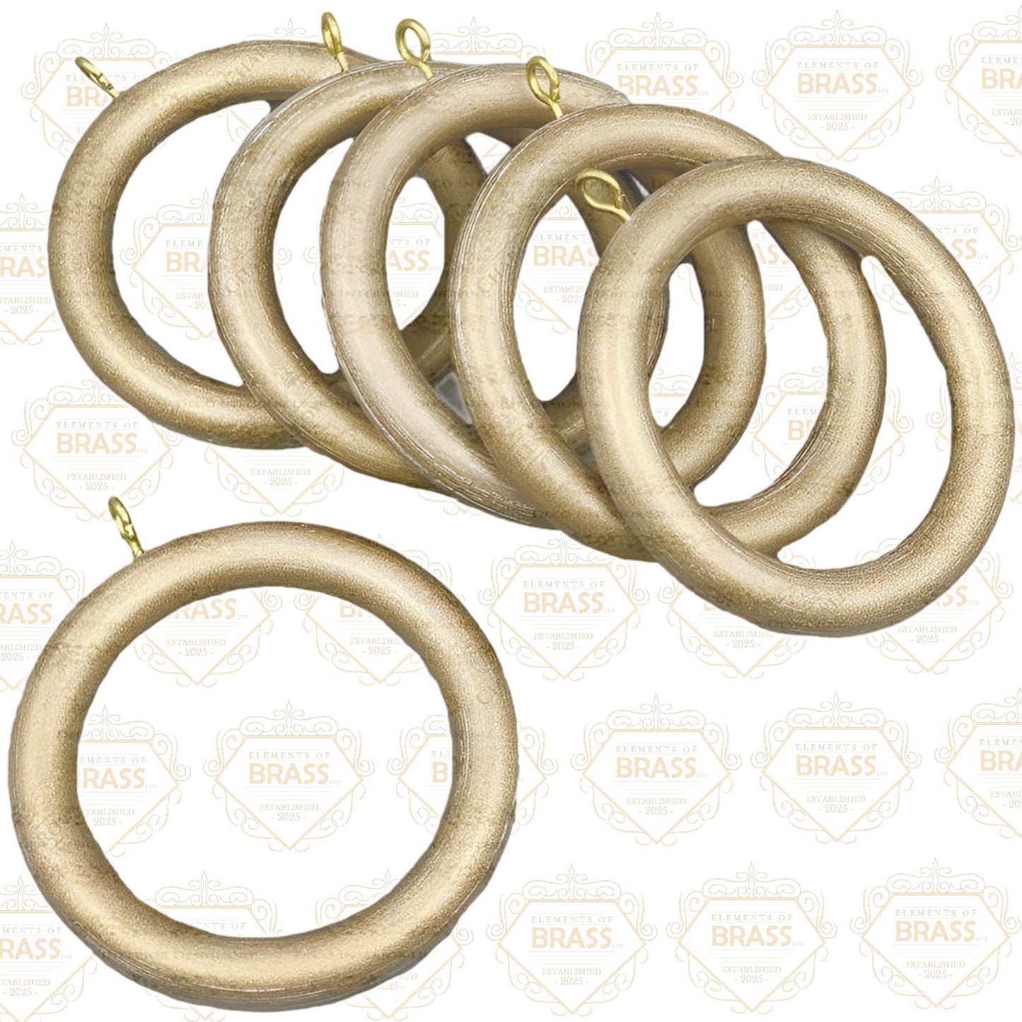 Pack Of 6 Modern Wooden Curtain Rings, Unique And Strong Wooden Rings
