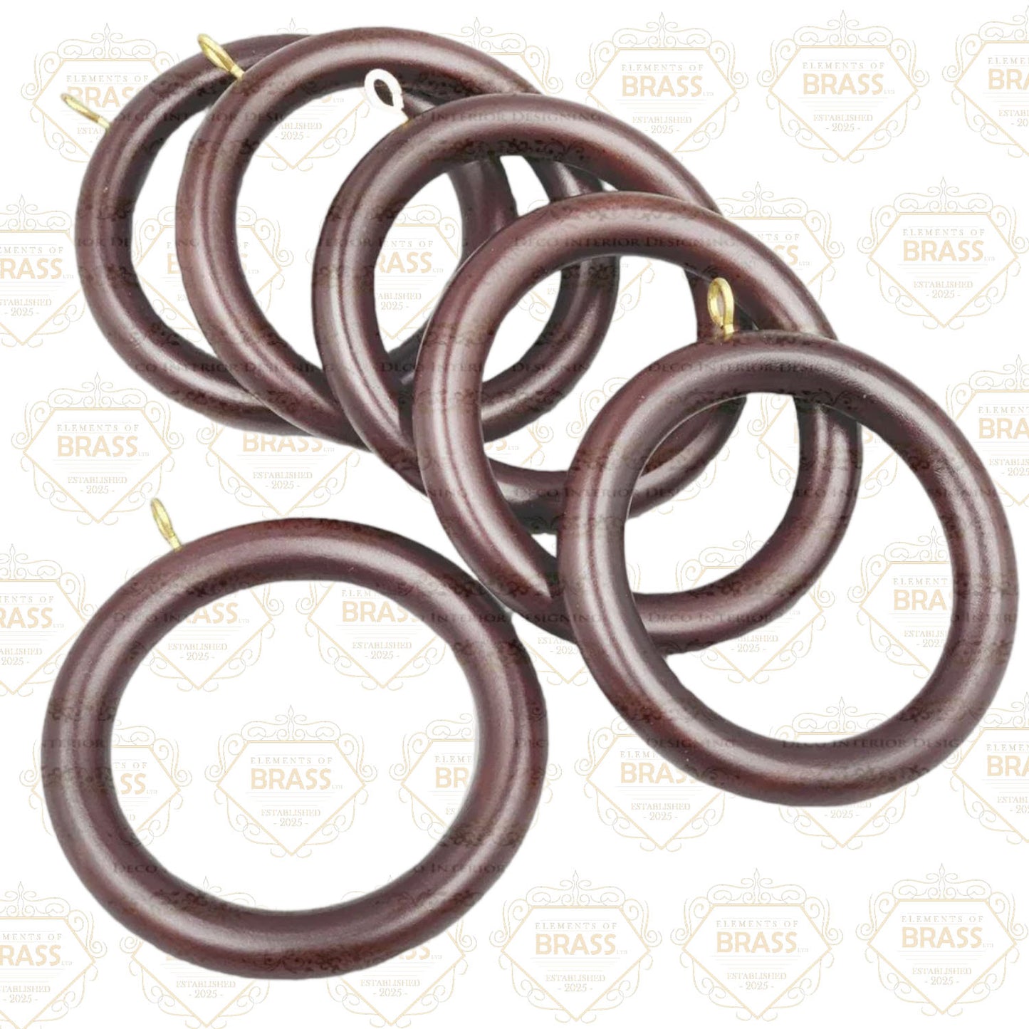 Pack Of 6 Modern Wooden Curtain Rings, Unique And Strong Wooden Rings