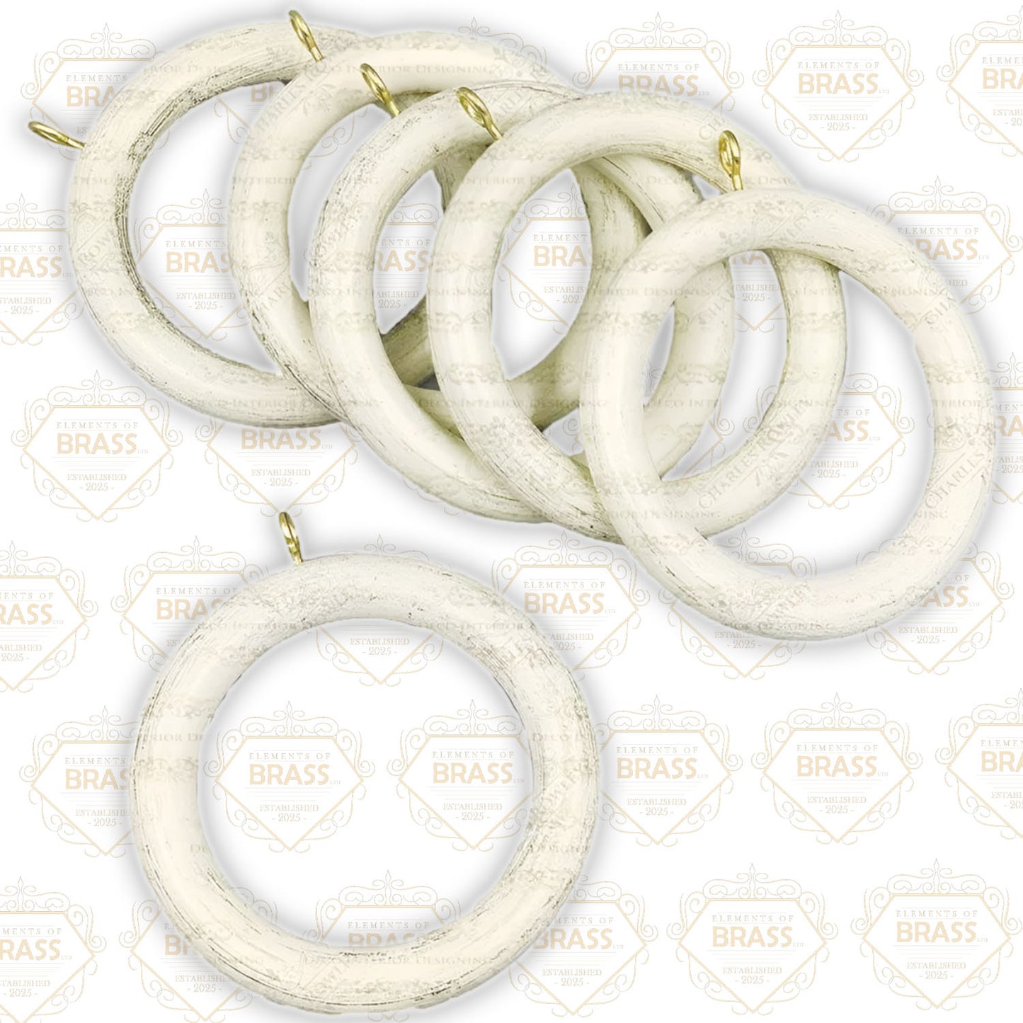Pack Of 6 Modern Wooden Curtain Rings, Unique And Strong Wooden Rings