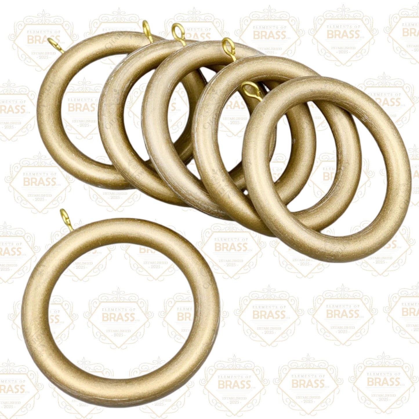 Pack Of 8 Wooden Rings Strong Curtain Rings (65mm)