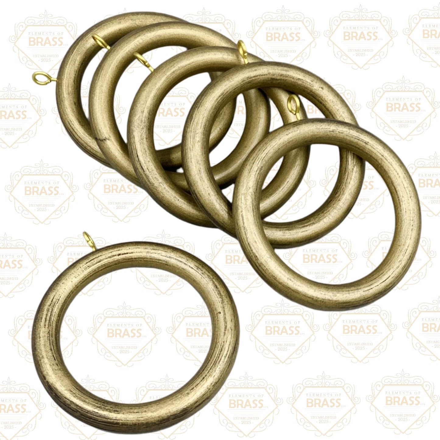 Pack Of 8 Wooden Rings Strong Curtain Rings (65mm)