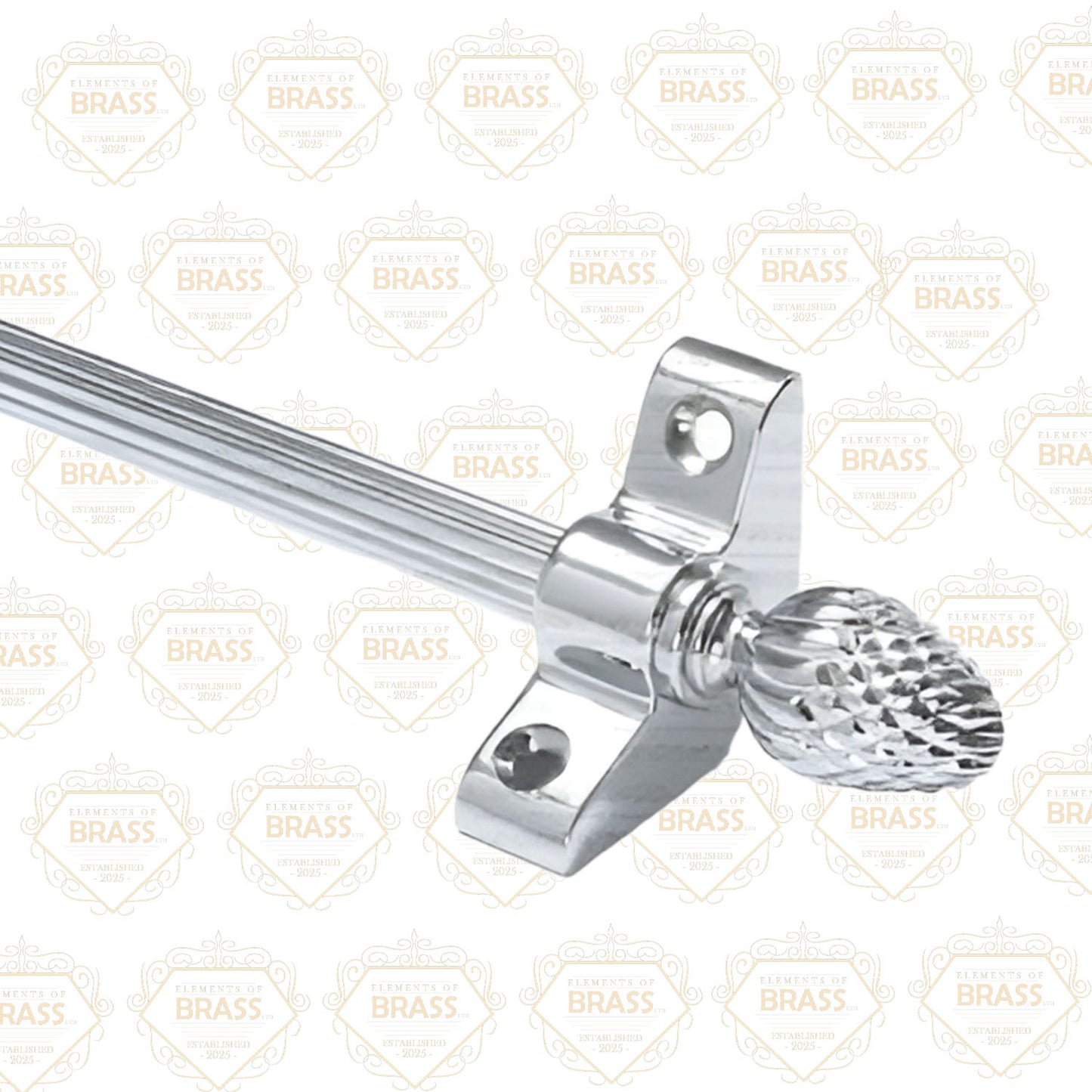 13 x Polished Chrome Reeded 3/8" x 28" Stair Rods With Pineapple Finials