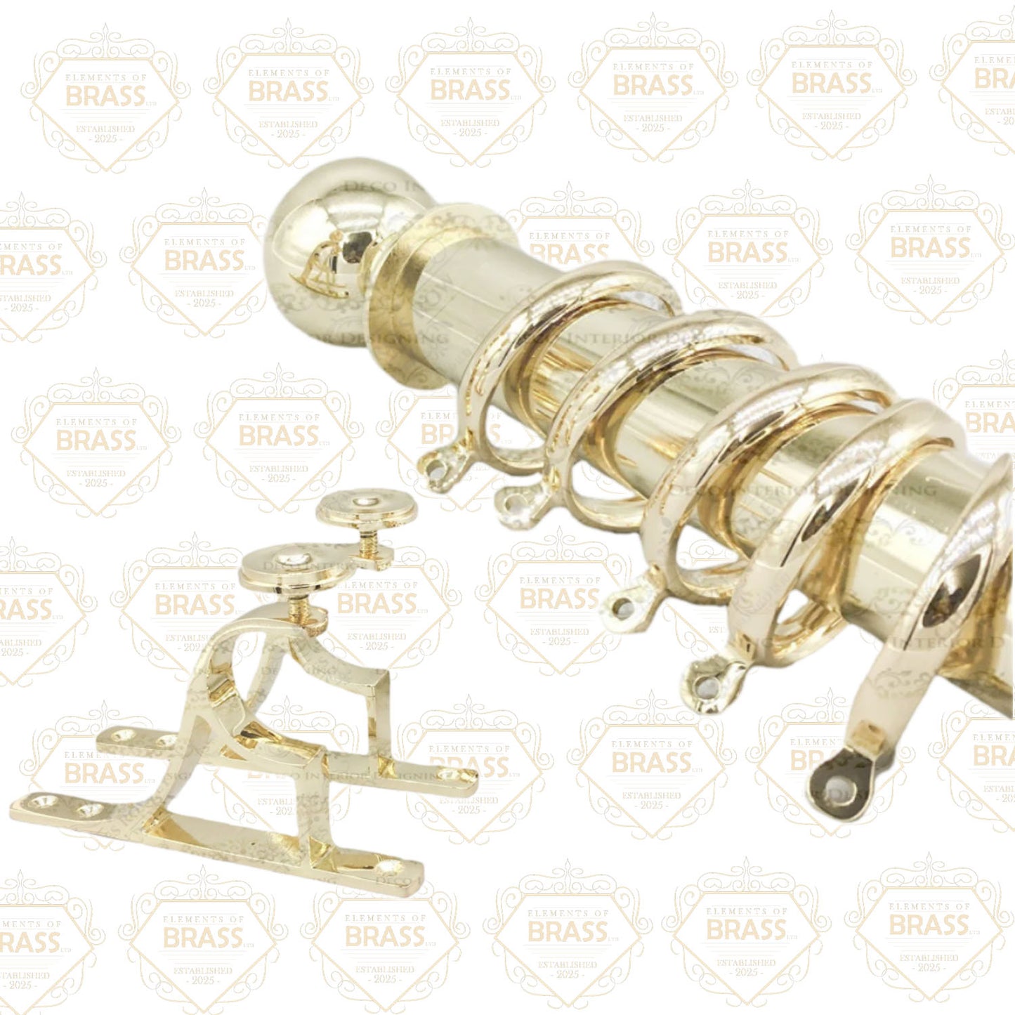 Stainless Steel Pole Set Solid And Strong Brass Plated Pole Set Curtain Pole (50mm)