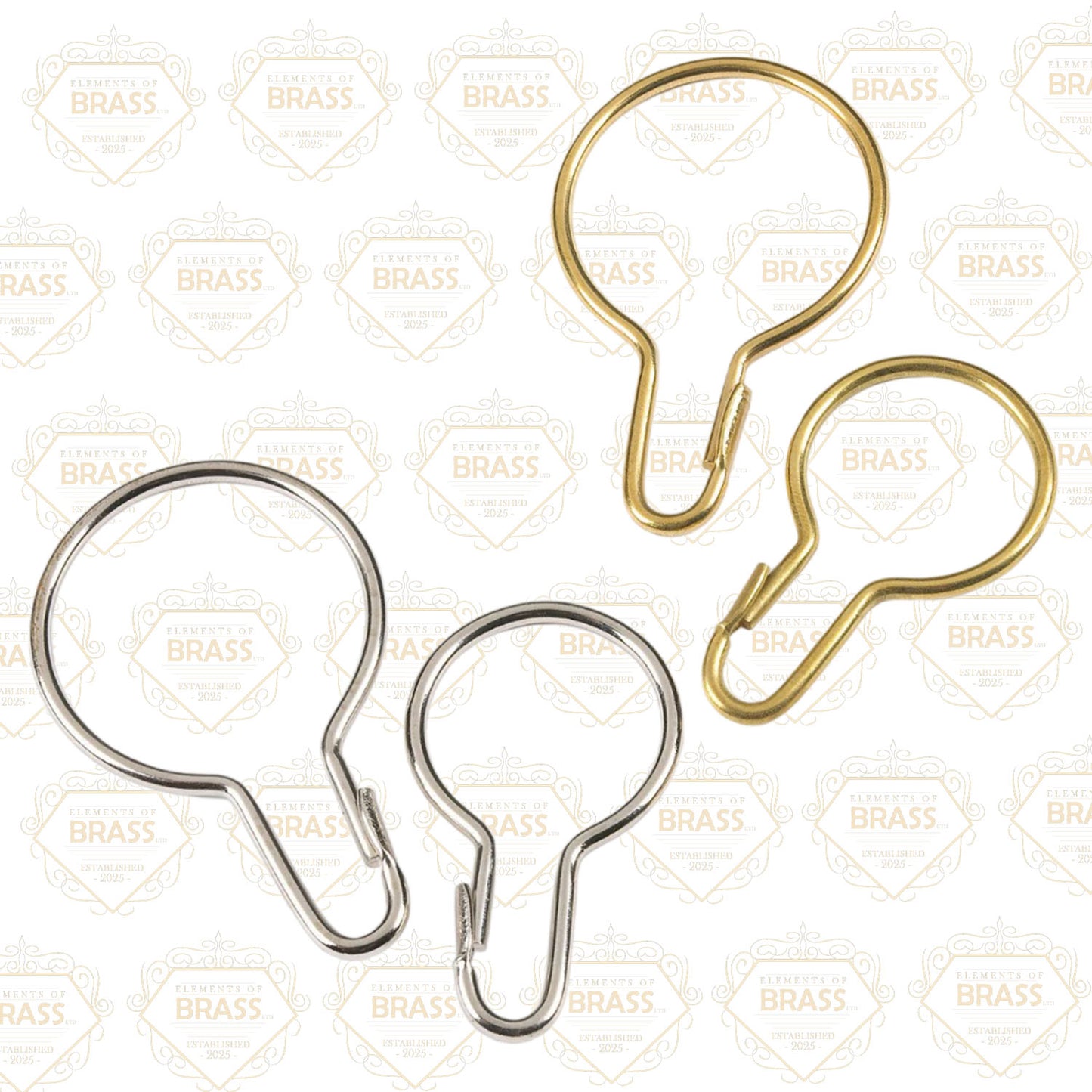 Shower Bath Rail Rings, Strong Solid Brass Curtain Rings