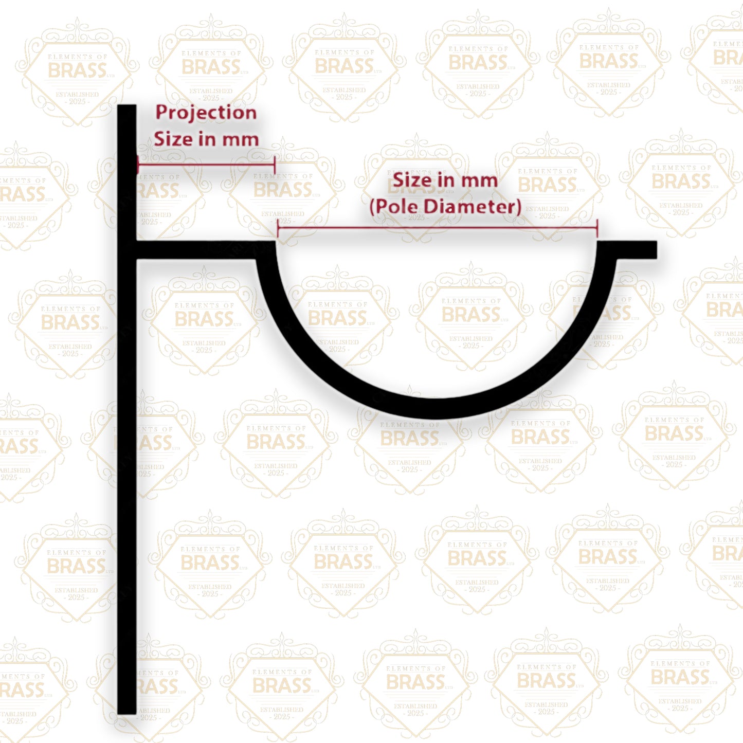 10cm Projection End Bracket, Solid End Bracket For Curtain Pole
