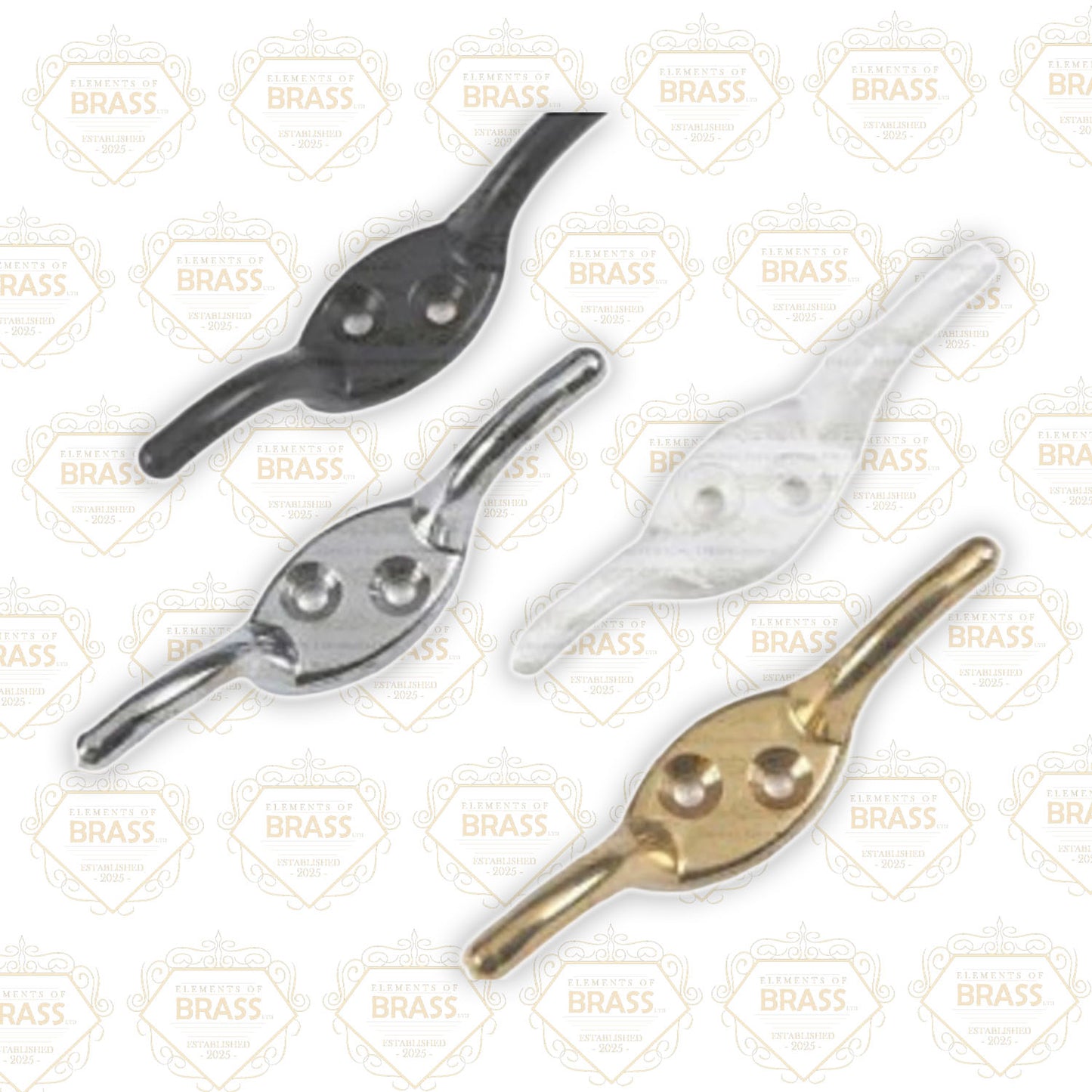 Box Of 10 Brass Cleat Hooks, Unique Cleat Hooks