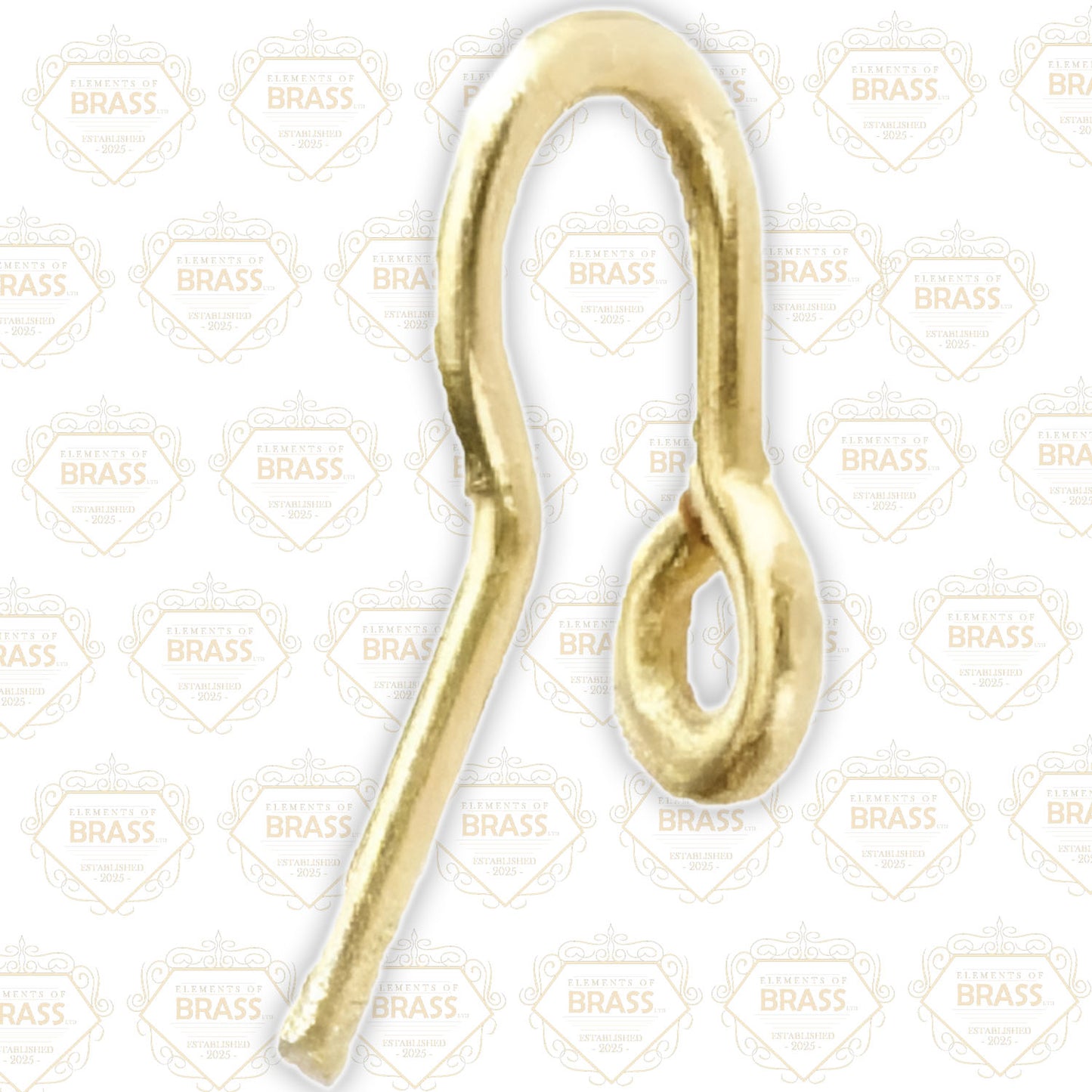 Box Of 100 Brass Sew On Hooks - H410, Strong Solid Brass Wire Hook (40mm)