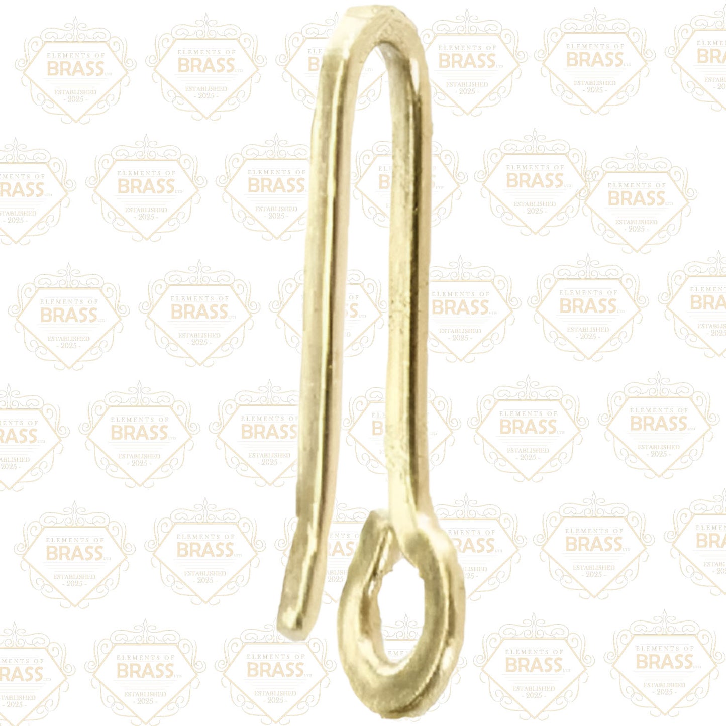 Box Of 100 Brass Sew On Hooks - H414, Strong Solid Brass Wire Hook (37mm)