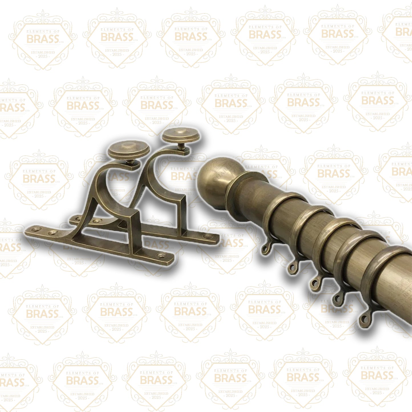 Brass Pole Set (25mm Diameter), Strong Curtain Pole Set