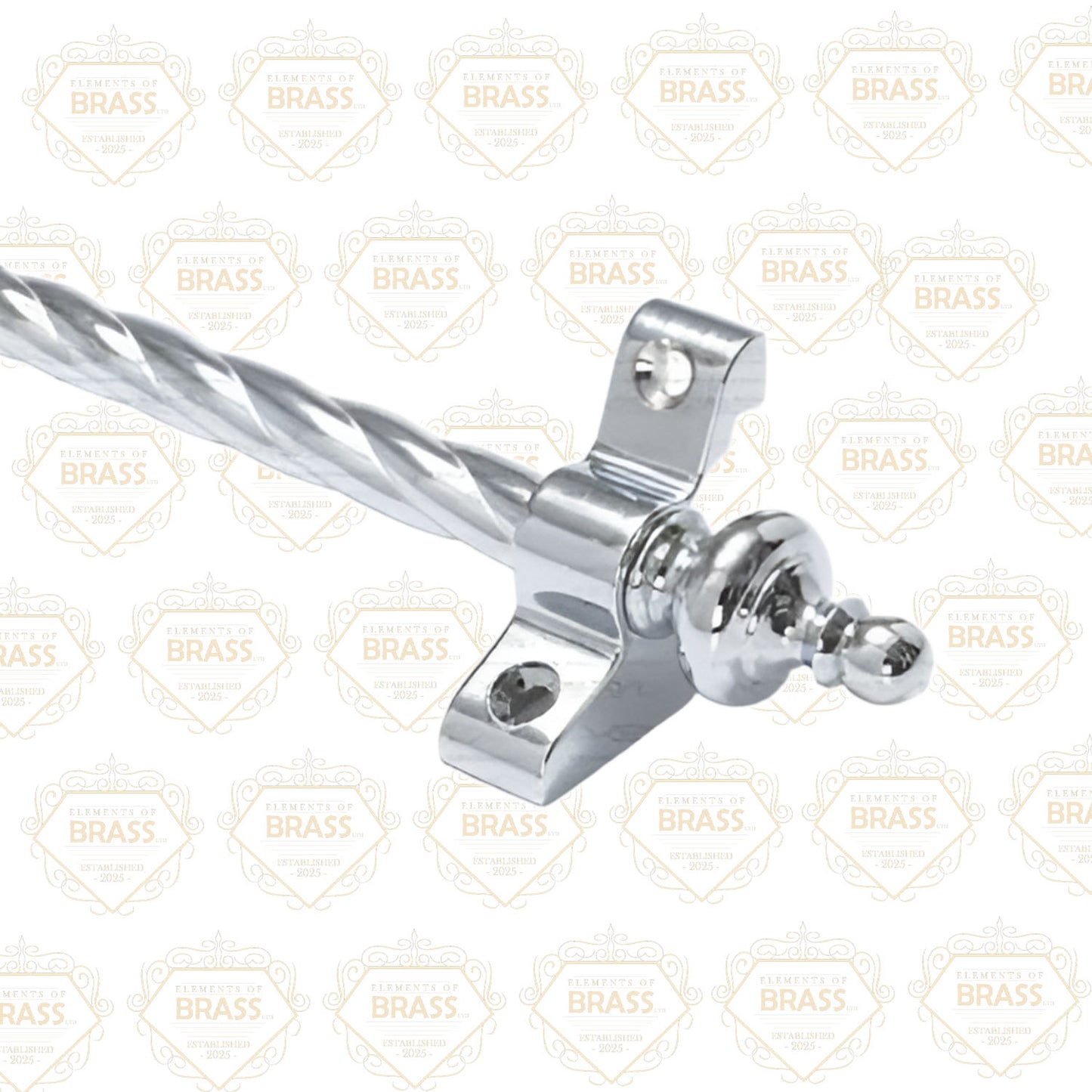 13 x Polished Chrome Rope Twist 3/8" x 28" Stair Rods With Urn Finials