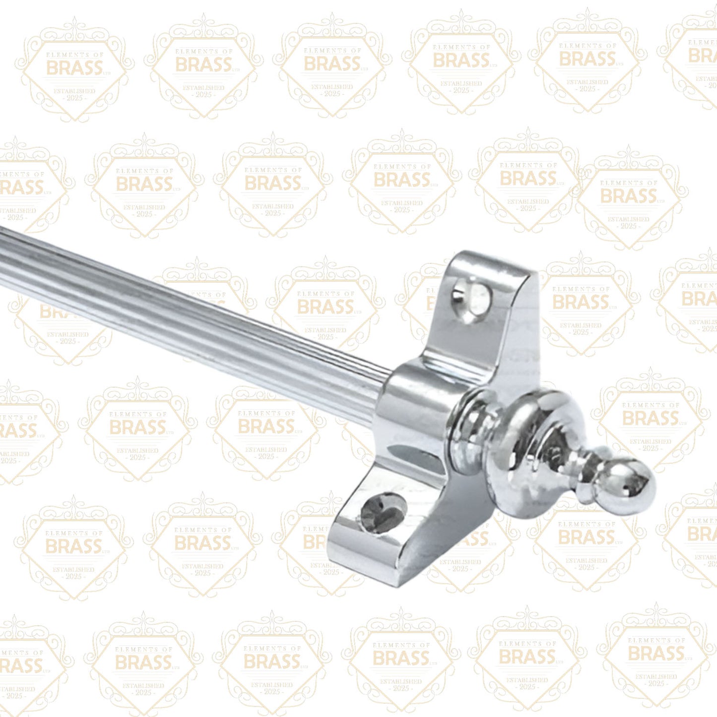 13 x Polished Chrome Reeded 3/8" x 28" Stair Rods With Urn Finials