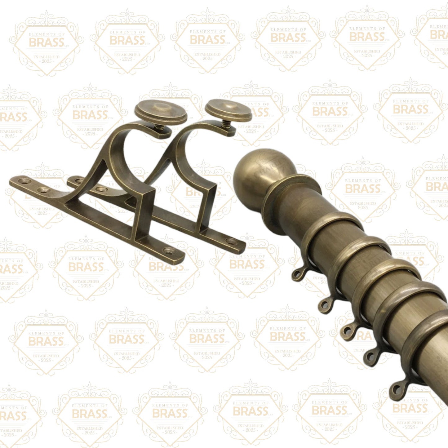 Stainless Steel Pole Set Solid And Strong Brass Plated Pole Set Curtain Pole (50mm)