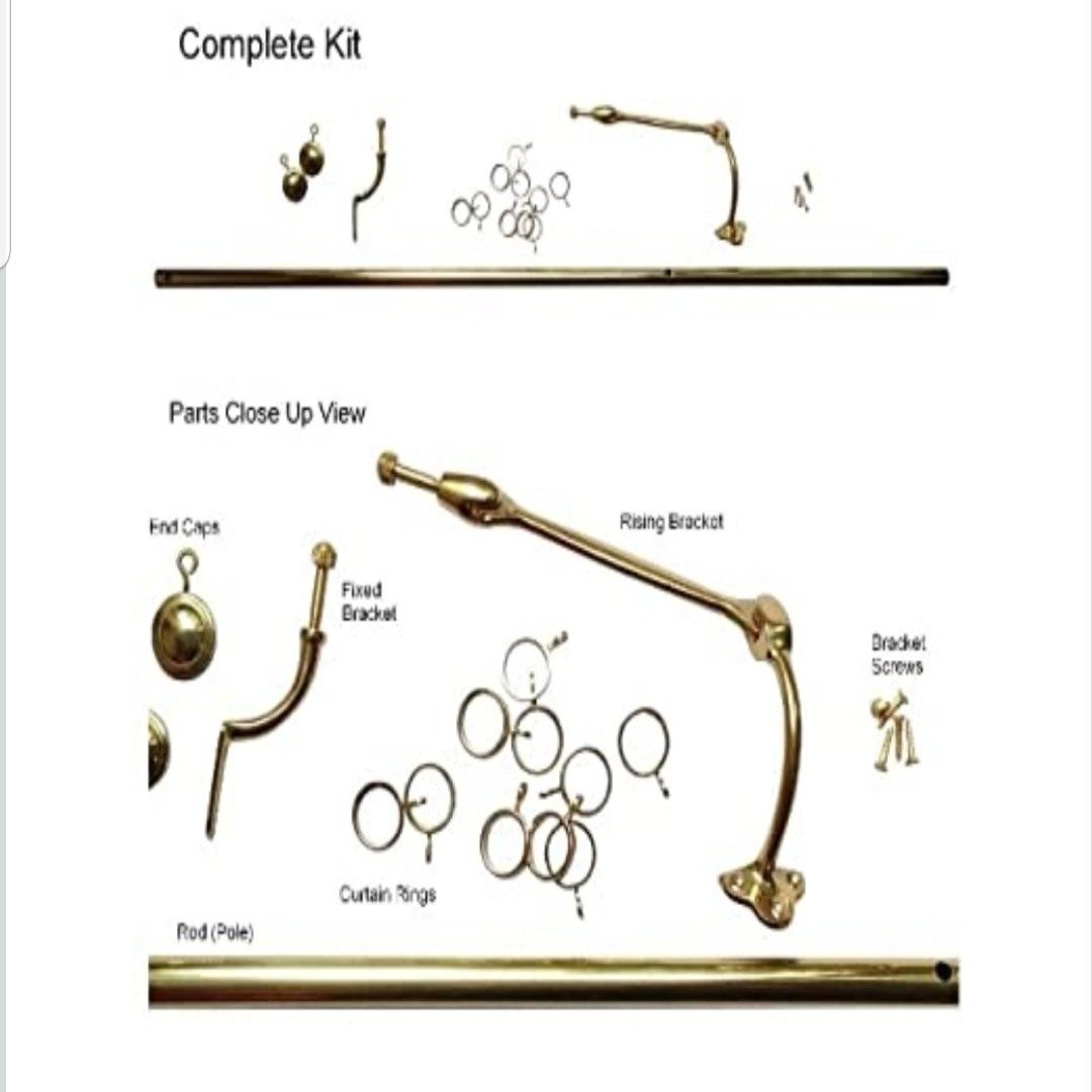 Brass Rising Portiere Rod Various Finishes With Rings
