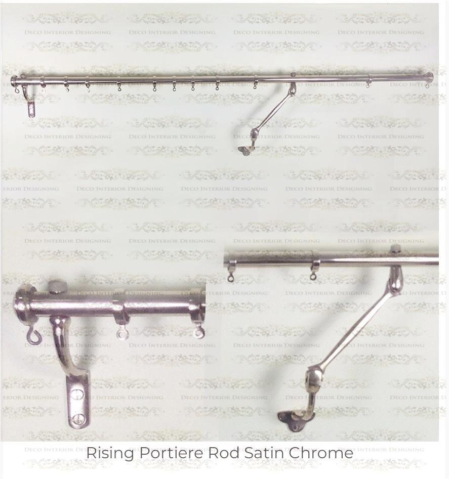 Solid Brass Rising Portiere Rod Stain Nickel, Unique Style Stain Nickel Portiere Rod