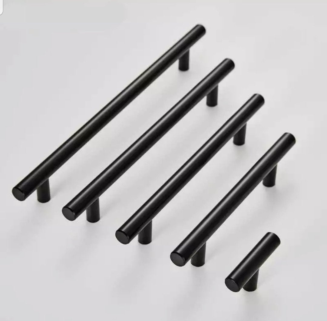 Kitchen Door Handles Gloss Black, Solid Brass Metal Door Handles