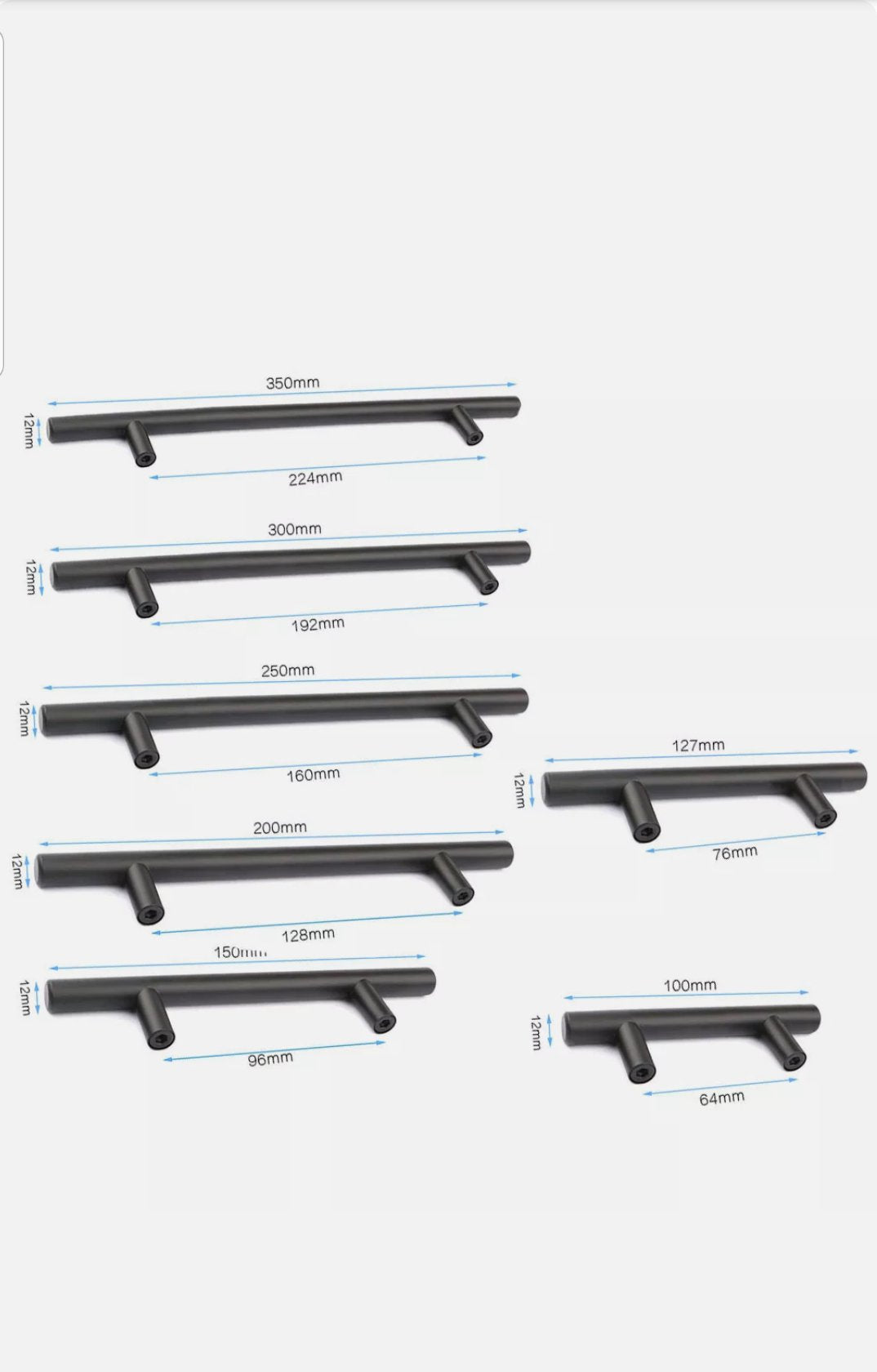 Kitchen Door Handles Gloss Black, Solid Brass Metal Door Handles