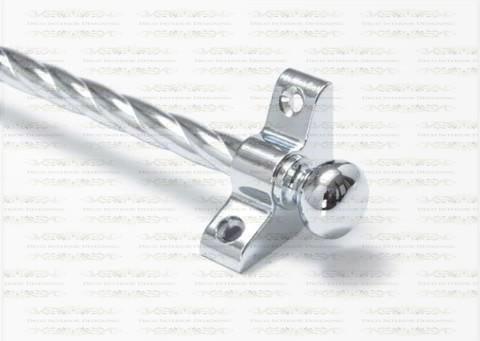 1 x Polished Chrome Rope Twist  3/8" x 28" Stair Rod With Ball Finials