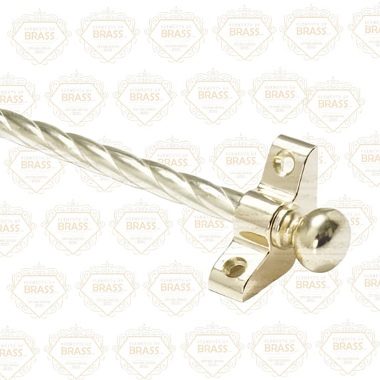 13 x Candy Twist Rope Polished Brass 3/8" x 28" Stair Rods With Knob Finial & Bracket