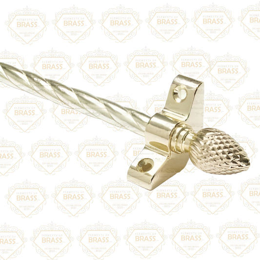 13 x Candy Twist Rope Polished Brass 3/8" x 28" Stair Rods With Pineapple Finial & Bracket