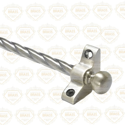 1 x Rope Twist Antique Brass 3/8" x 28" Stair Rod With Ball Finial