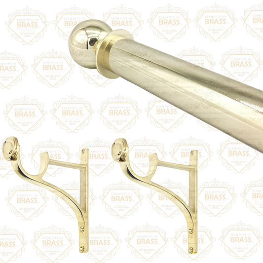 Stainless Steel Pole Set Solid And Strong Brass Plated Pole Set Curtain Pole (50mm)