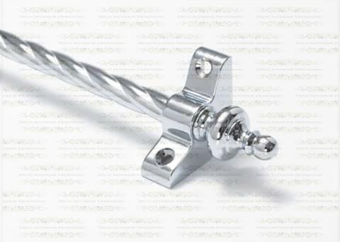 1 x Polished Chrome Rope Twist  3/8" x 28" Stair Rod With Urn Finials