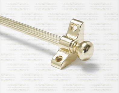 1 x Norfolk Reed Polished Brass 3/8" x 28" Stair Rod With Knob Finial & Bracket