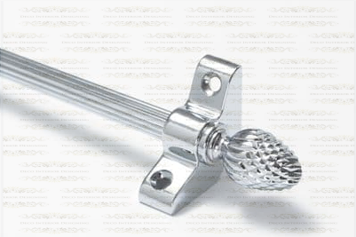 1 x Polished Chrome Reeded 3/8" x 28" Stair Rod With Pineapple Finials