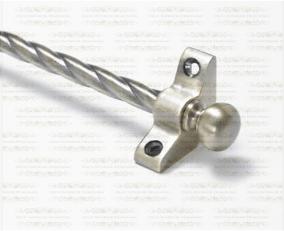 1 x Rope Twist Antique Brass 3/8" x 28" Stair Rod With Ball Finial