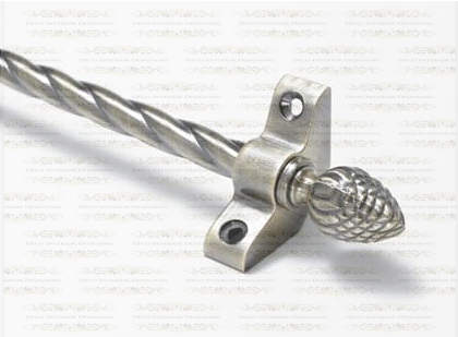 1 x Rope Twist Antique Brass 3/8" x 28" Stair Rod With Pineapple Finial