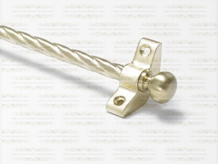 1 x Rope Twist Satin Brass 3/8" x 28" Stair Rod With Ball Finial