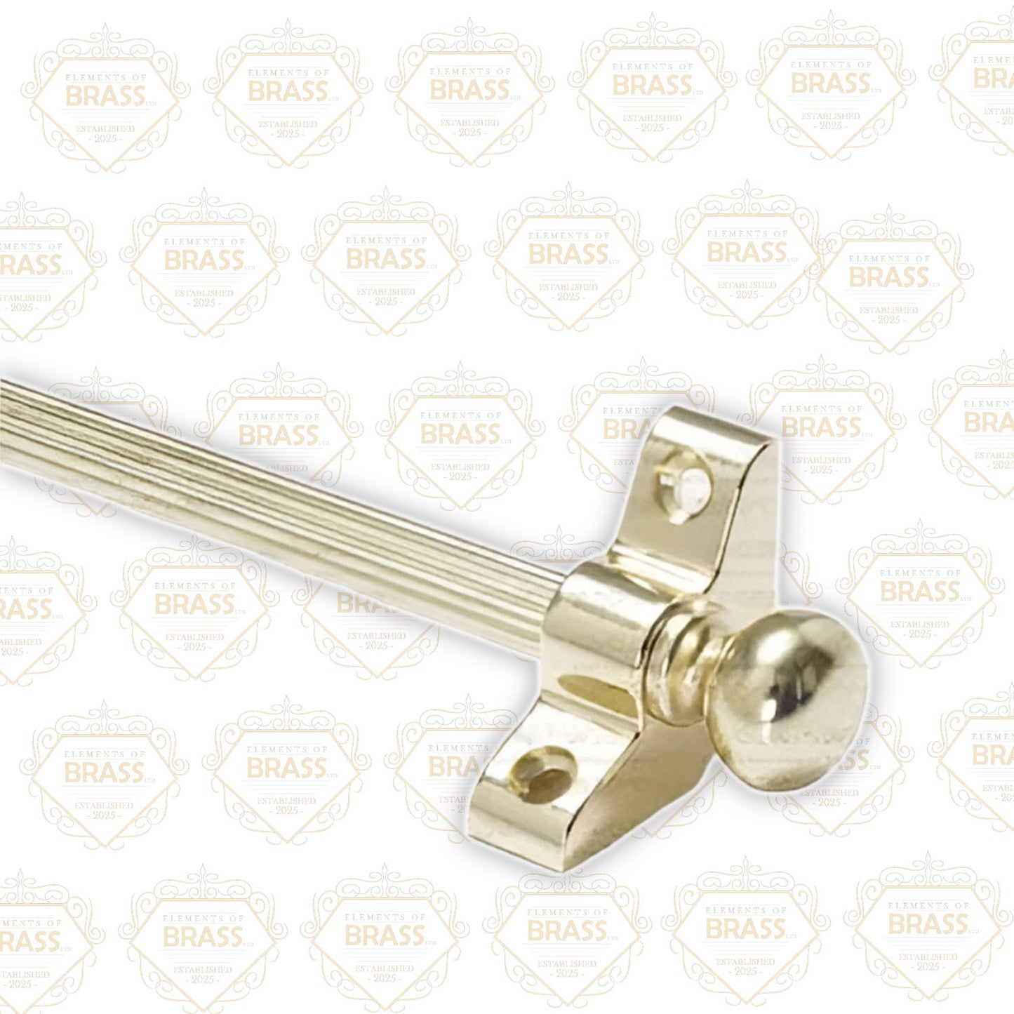 13 x Norfolk Reed Polished Brass 3/8" x 28" Stair Rods With Knob Finial & Bracket