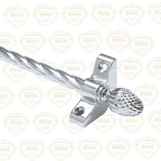 13 x Polished Chrome Rope Twist  3/8" x 28" Stair Rods With Pineapple Finials