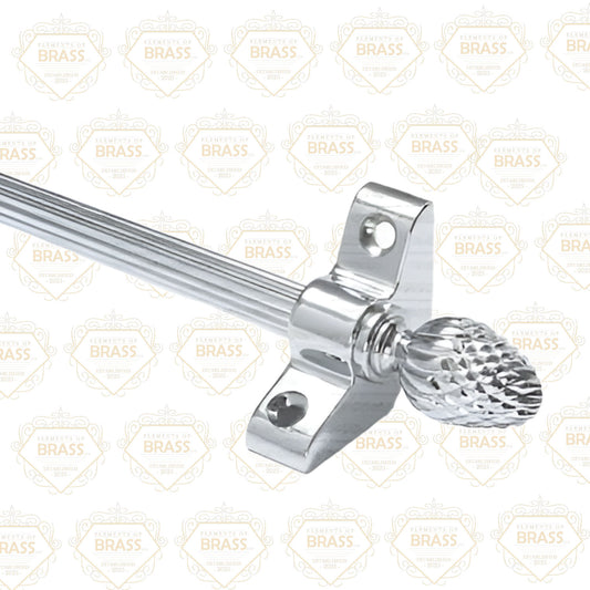 13 x Polished Chrome Reeded 3/8" x 28" Stair Rods With Pineapple Finials