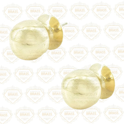 Polished Brass Pole Set, Curtain Rod With Round Tail Brackets (38mm)