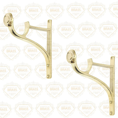 Polished Brass Pole Set, Curtain Rod With Round Tail Brackets (38mm)