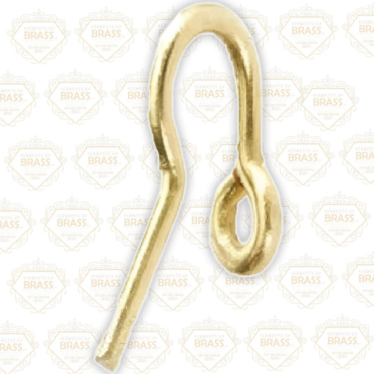 Box Of 100 Brass Sew On Hooks - H410, Strong Solid Brass Wire Hook (40mm)