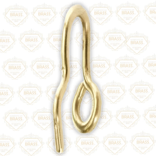 Box Of 100 Brass Sew On Hooks - H411, Strong Solid Brass Wire Hook (27mm)