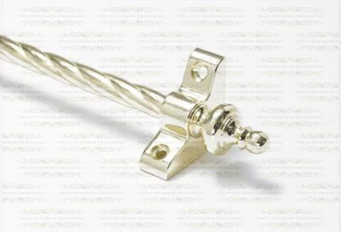 1 x Candy Twist Rope Polished Brass 3/8" x 28" Stair Rod With Urn Finial & Bracket