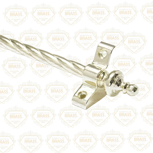 13 x Candy Twist Rope Polished Brass 3/8" x 28" Stair Rods With Urn Finial & Bracket