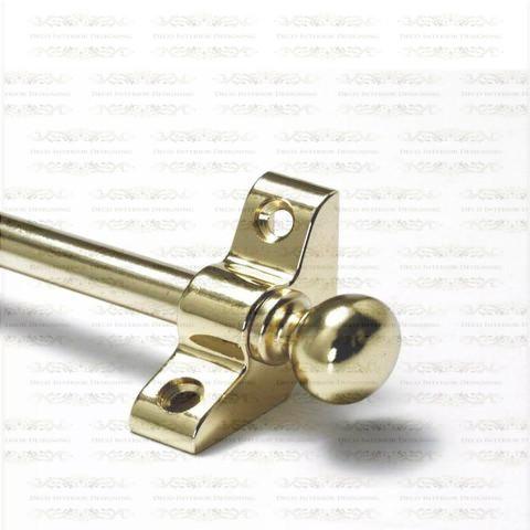 1 x Polished Brass Knob Stair Rod 3/8" x 28.5" Long With Brackets And Finials
