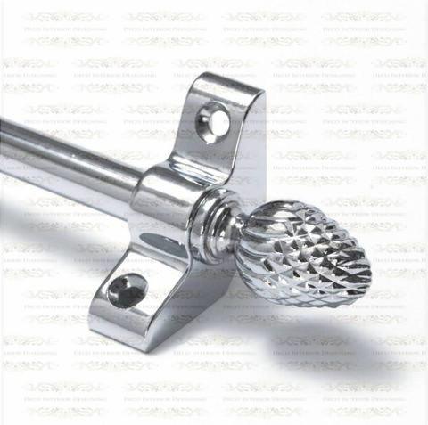 1 x Polished Chrome 3/8" x 28" Stair Rod With Pineapple Finials